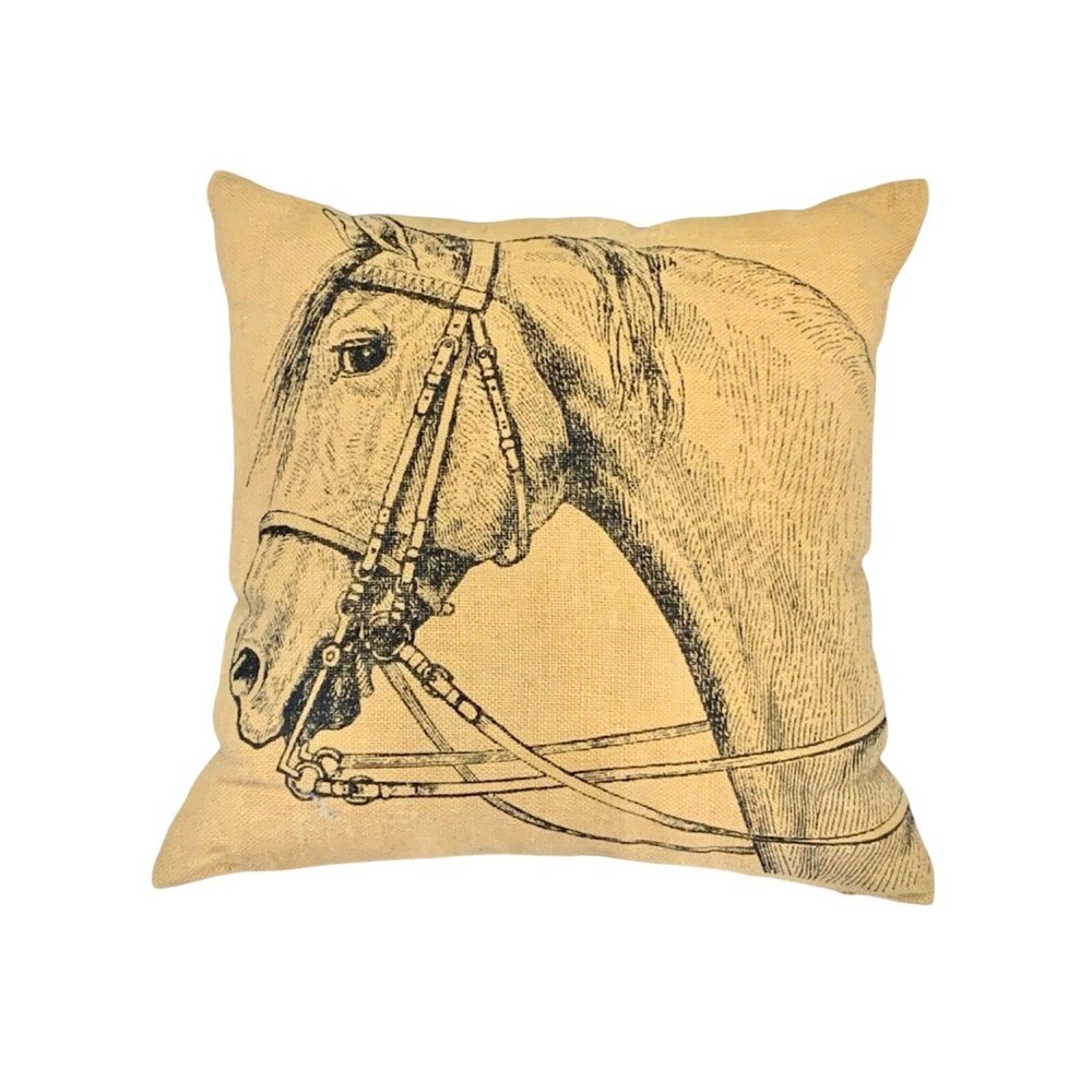 Lady Antebellum Horse Throw Pillow 20x20 Jute Cover Feather Down Cabin NEW Gift
